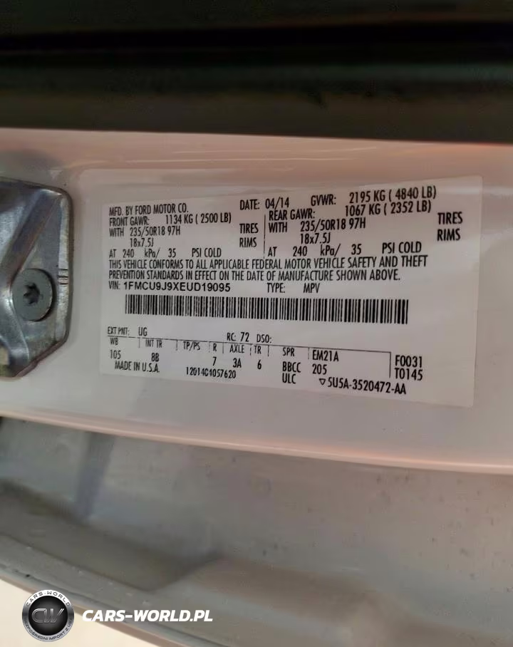 2014 Ford Escape Titanium VIN:1FMCU9J9XEUD19095 - 14