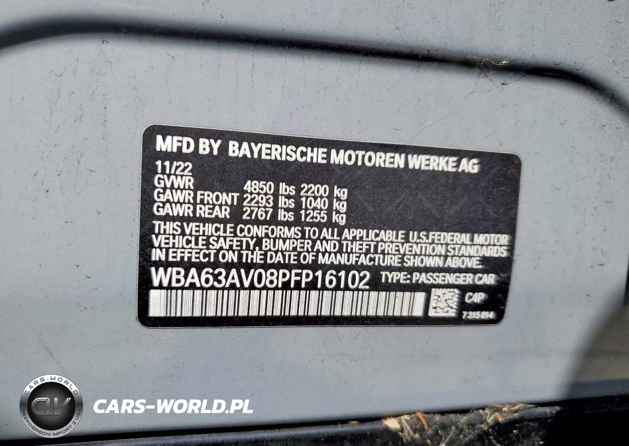 2023 BMW 430I Gran Coupe VIN:WBA63AV08PFP16102 - 12