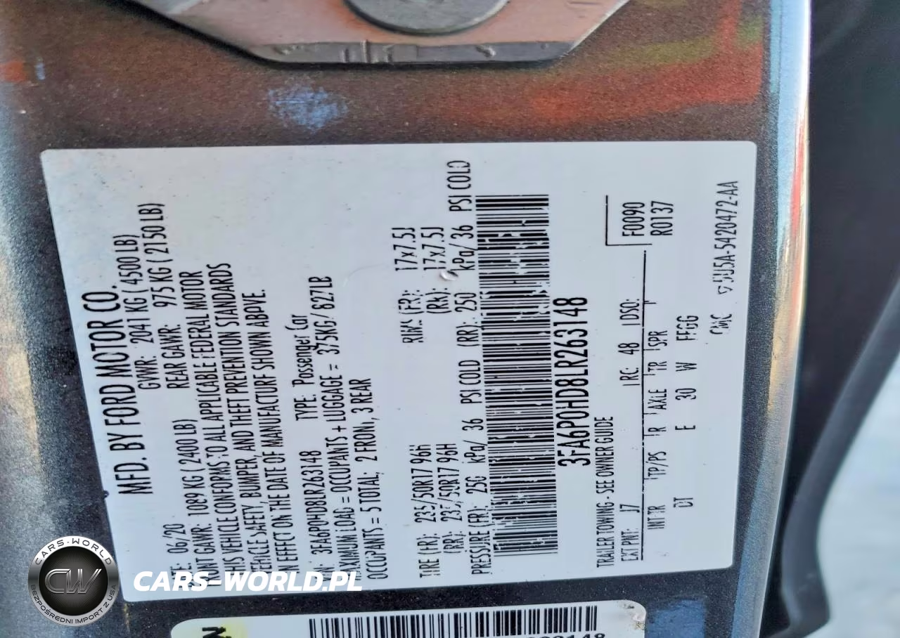 2020 Ford Fusion Se VIN:3FA6P0HD8LR263148 - 12