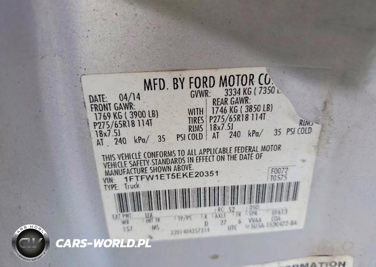 2014 Ford F150 Supercrew VIN:1FTFW1ET5EKE20351 - 12