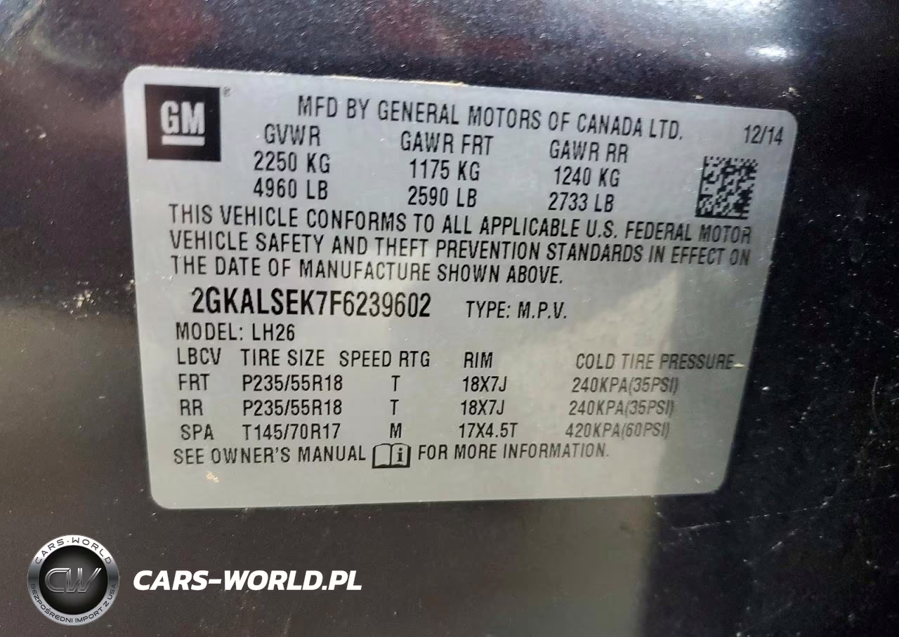 2015 GMC Terrain Slt VIN:2GKALSEK7F6239602 - 13