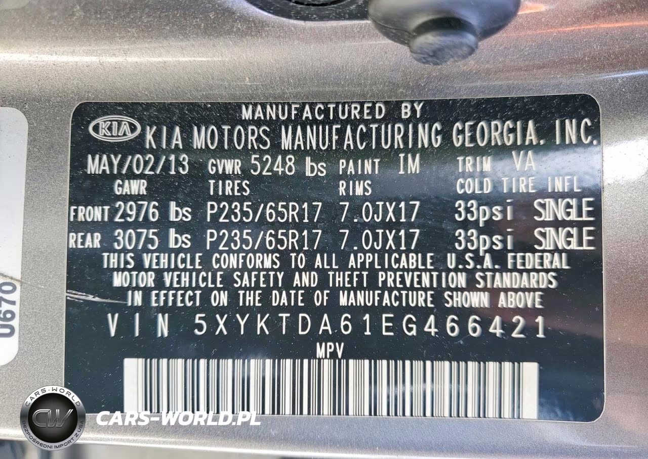 2014 Kia Sorento Lx VIN:5XYKTDA61EG466421 - 13
