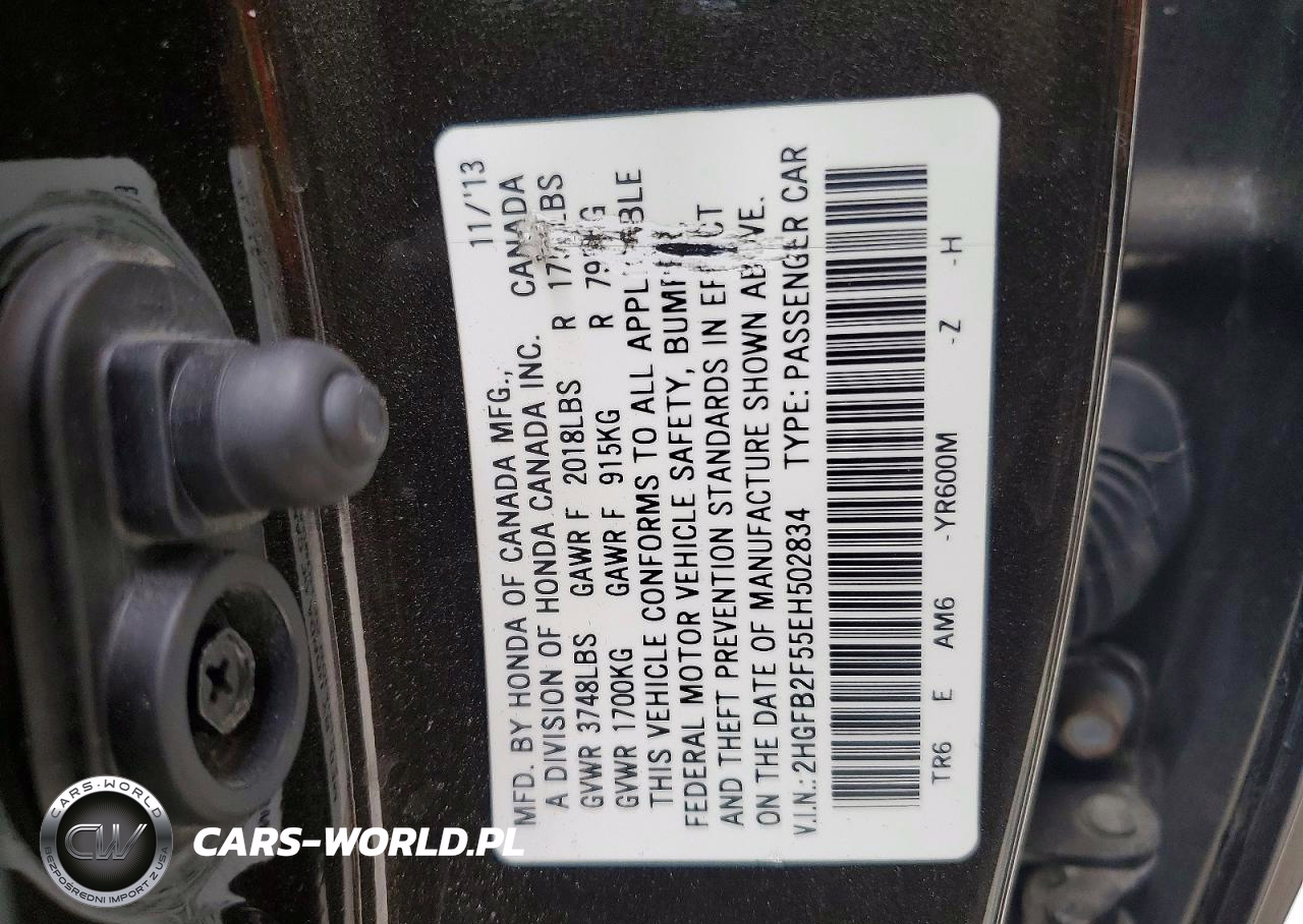 2014 Honda Civic Lx VIN:2HGFB2F55EH502834 - 12