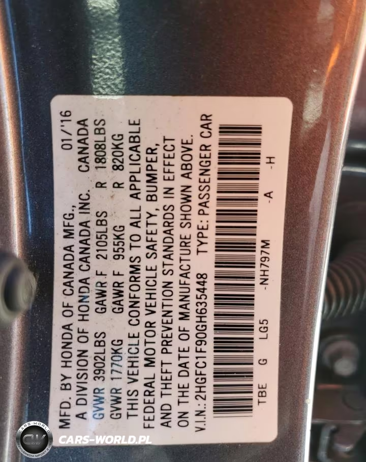 2016 Honda Civic Touring Touring VIN:2HGFC1F90GH635448 - 13