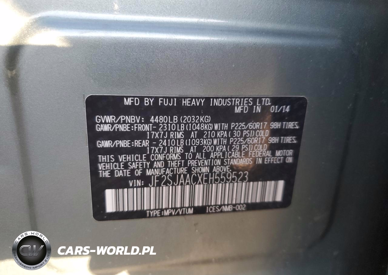 2014 Subaru Forester 2.5I VIN:JF2SJAACXEH559523 - 13