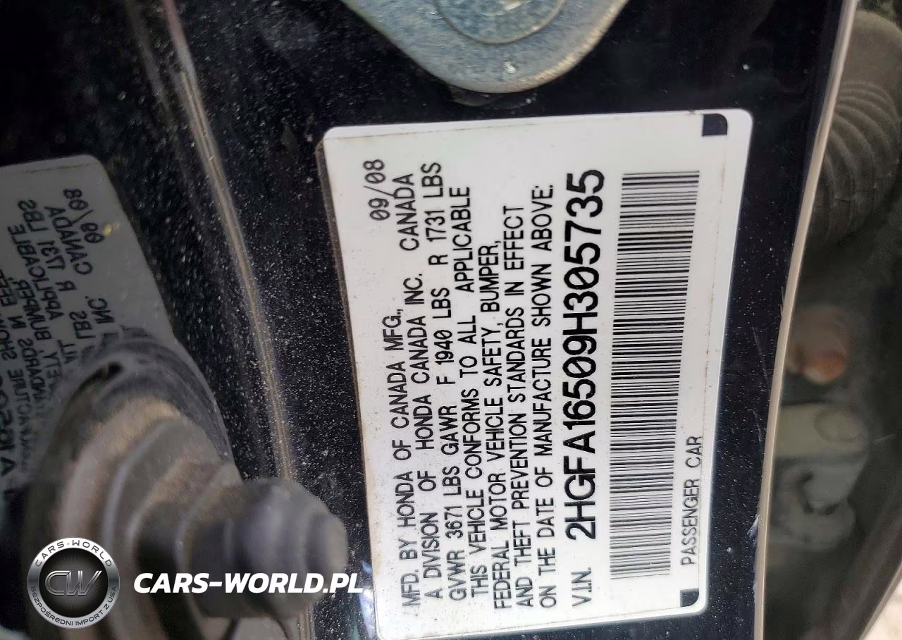 2009 Honda Civic Lx VIN:2HGFA16509H305735 - 12