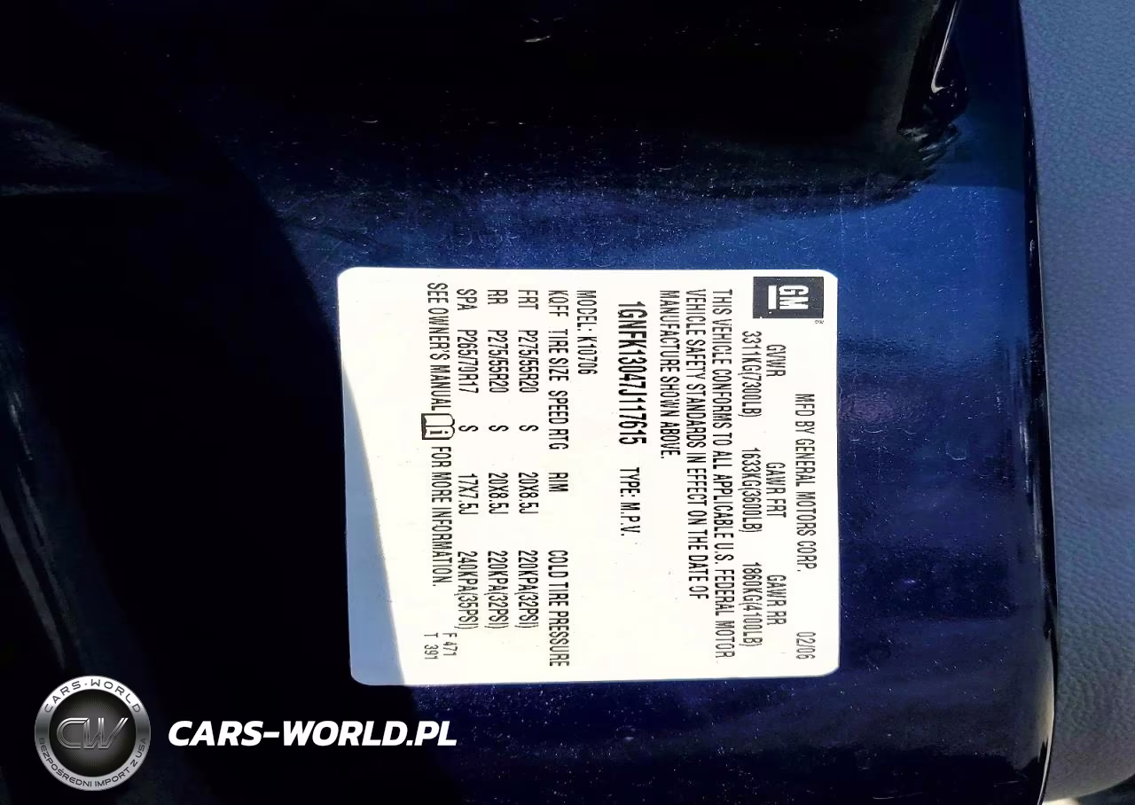 2007 Chevrolet Tahoe K1500 VIN:1GNFK13047J117615 - 13