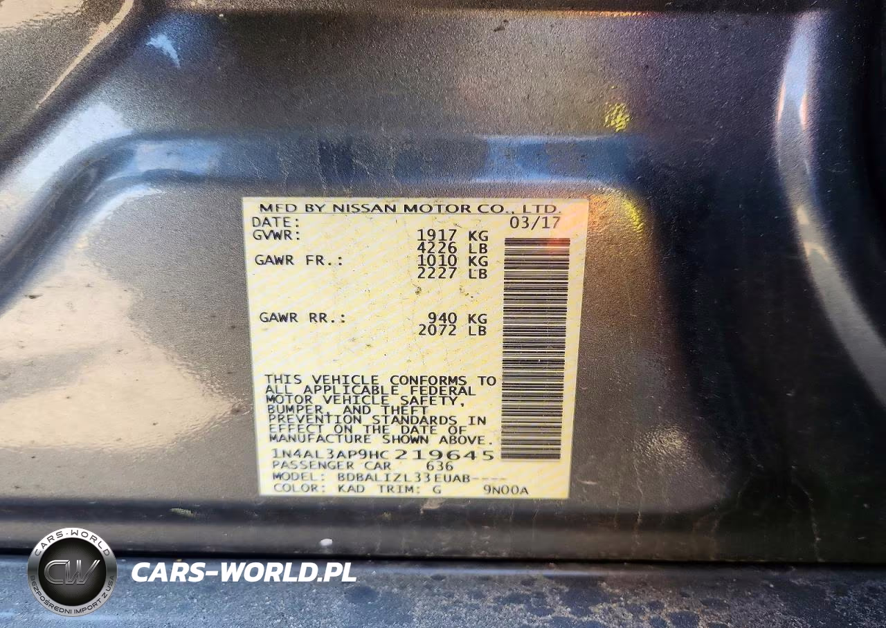 2017 Nissan Altima 2.5 Sv VIN:1N4AL3AP9HC219645 - 12