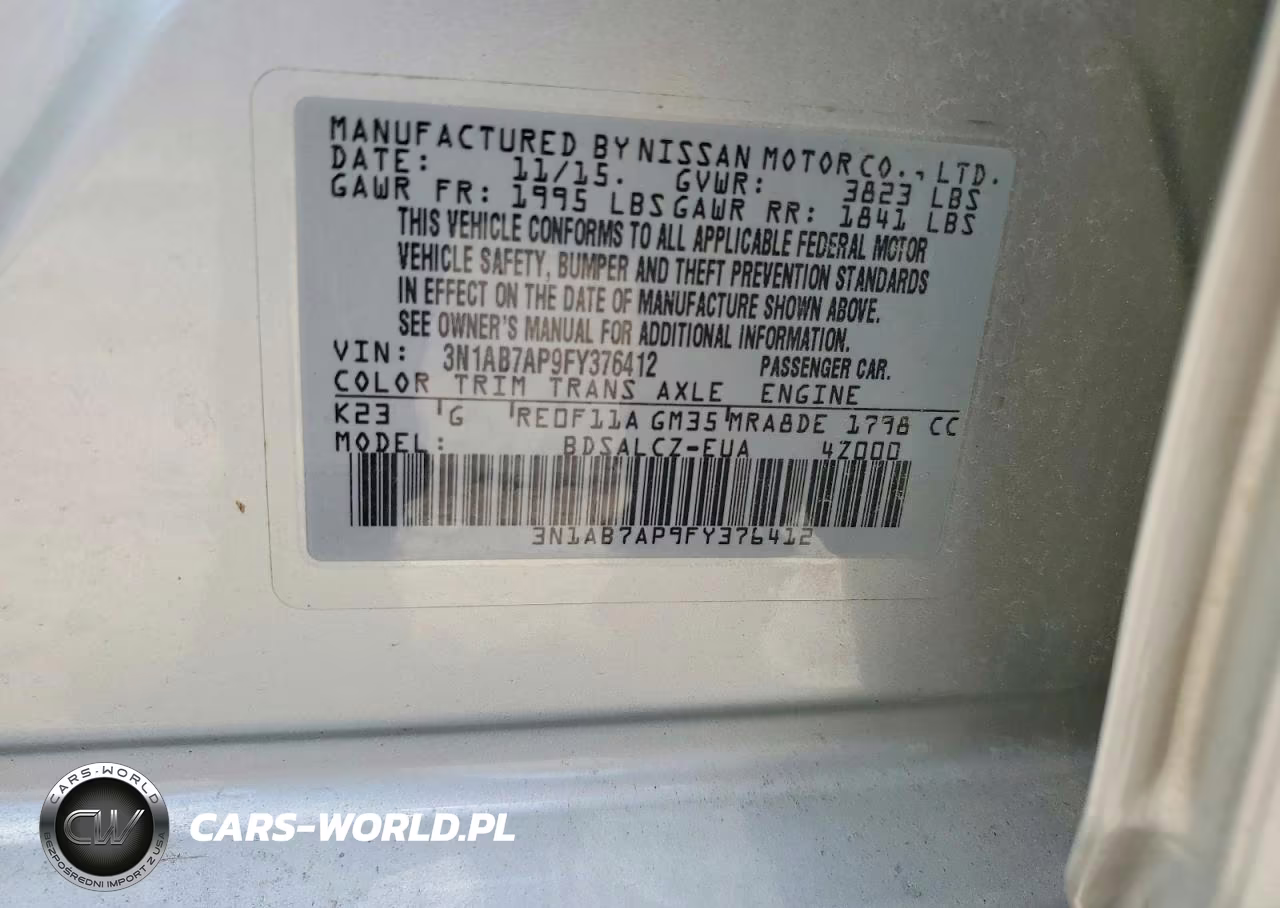 2015 Nissan Sentra S VIN:3N1AB7AP9FY376412 - 12