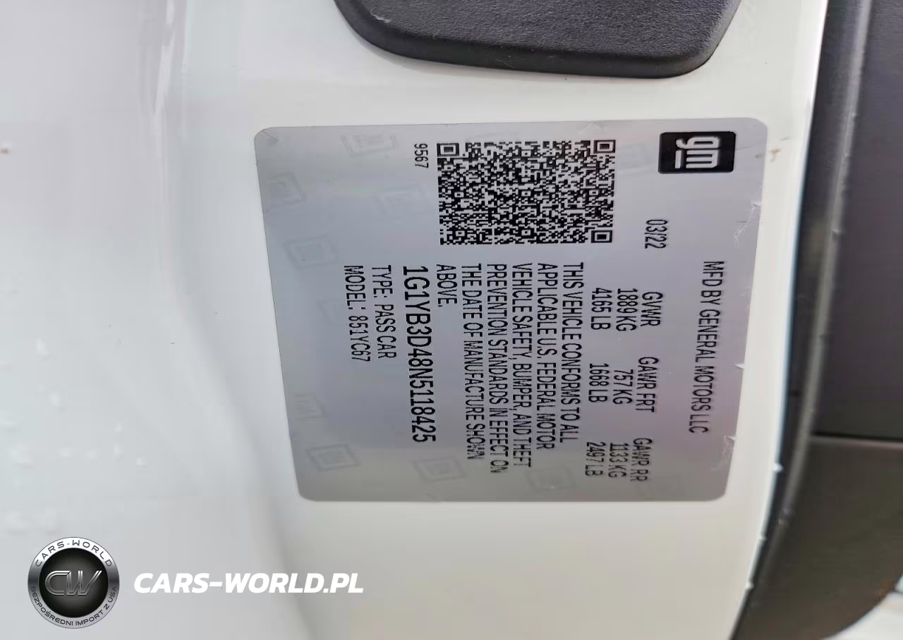 2022 Chevrolet Corvette Stingray 2Lt VIN:1G1YB3D48N5118425 - 13