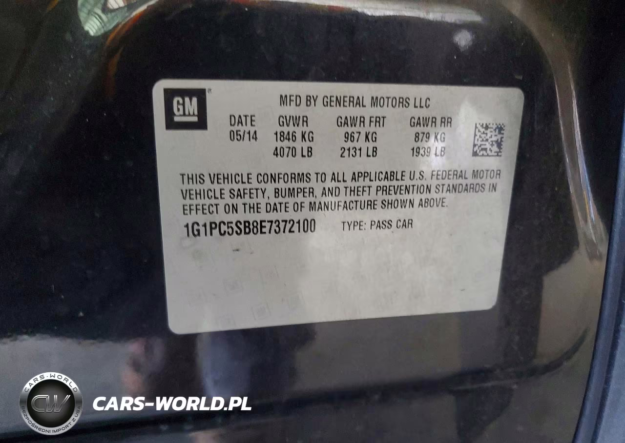 2014 Chevrolet Cruze Lt VIN:1G1PC5SB8E7372100 - 13