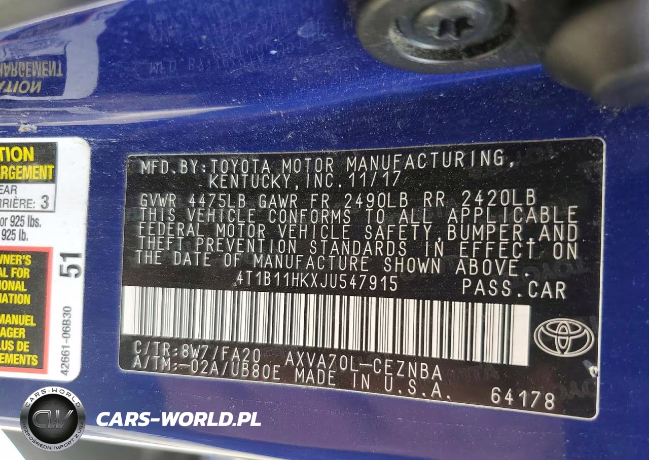 2018 Toyota Camry Le VIN:4T1B11HKXJU547915 - 12