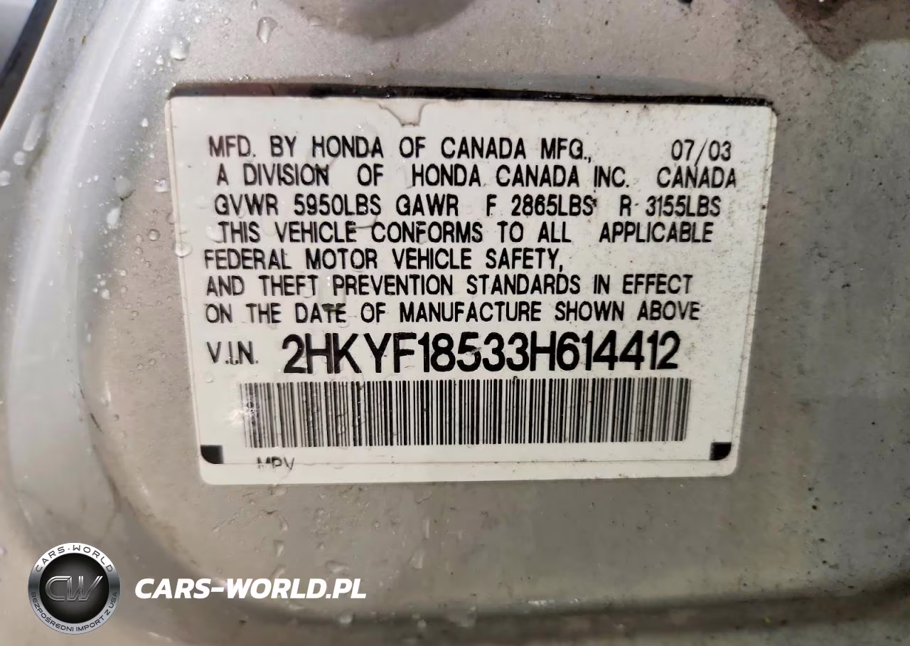 2003 Honda Pilot Exl VIN:2HKYF18533H614412 - 13