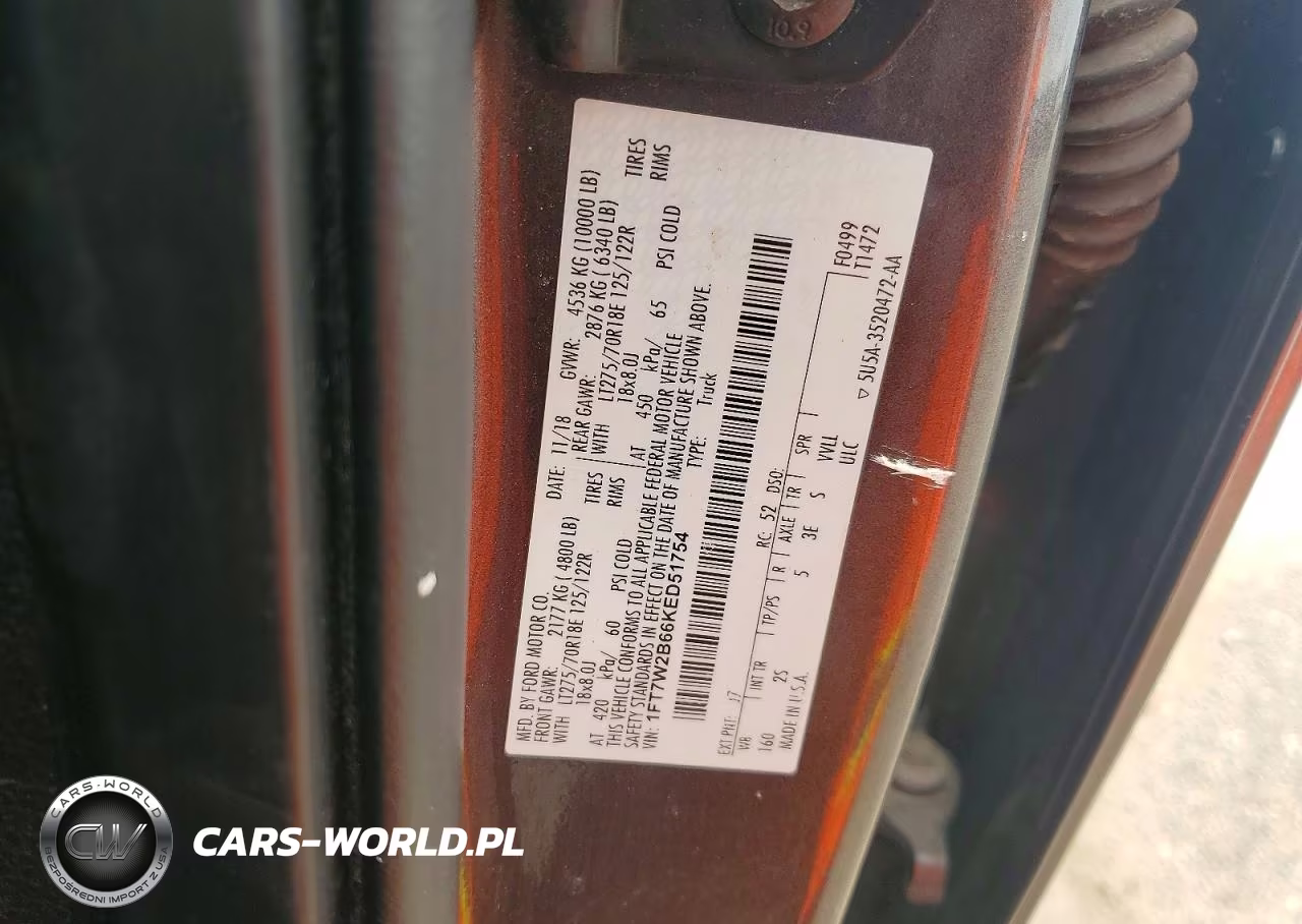 2019 Ford F250 Super Duty VIN:1FT7W2B66KED51754 - 12