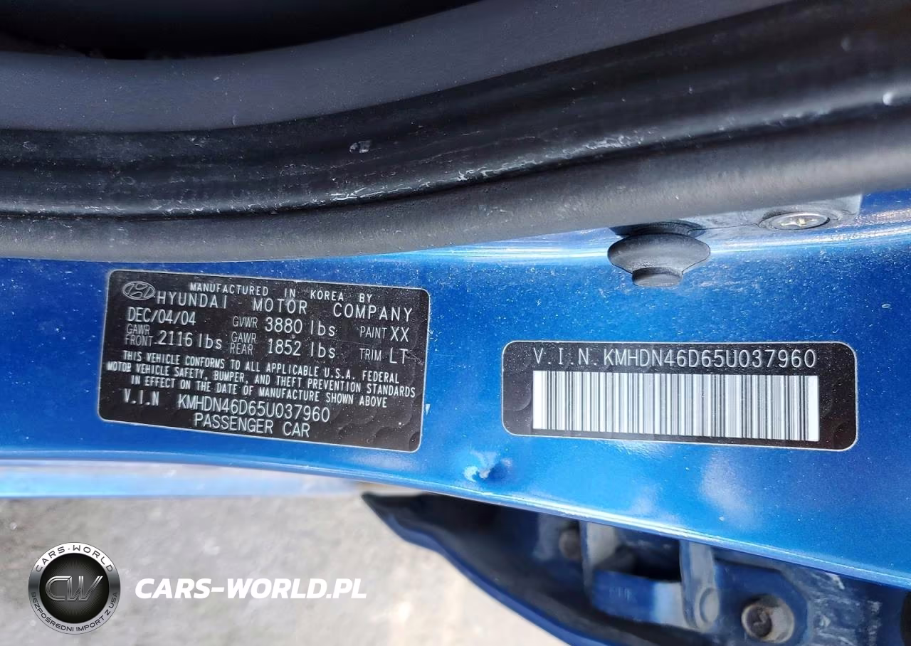 2005 Hyundai Elantra Gls VIN:KMHDN46D65U037960 - 12