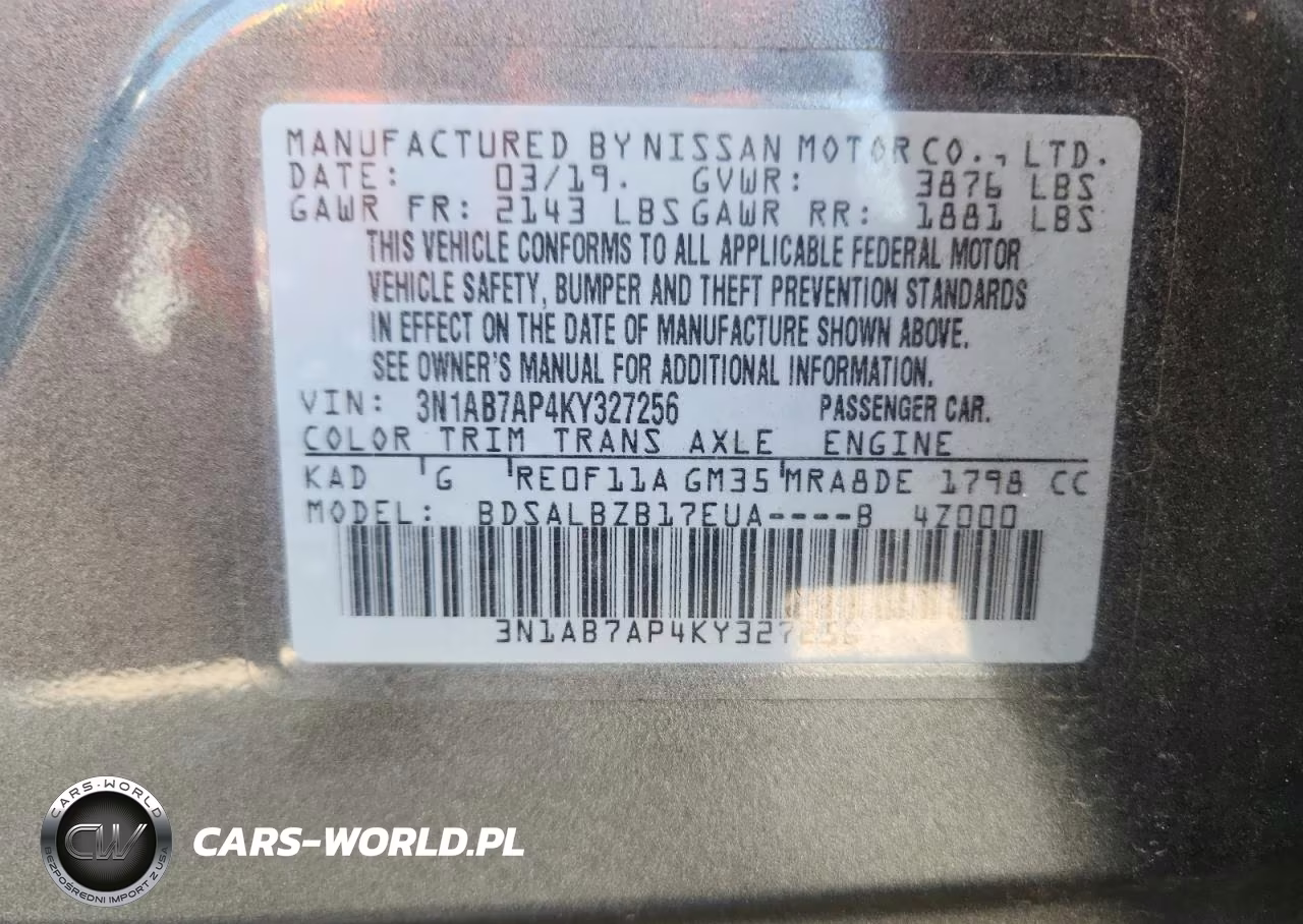 2019 Nissan Sentra S VIN:3N1AB7AP4KY327256 - 12