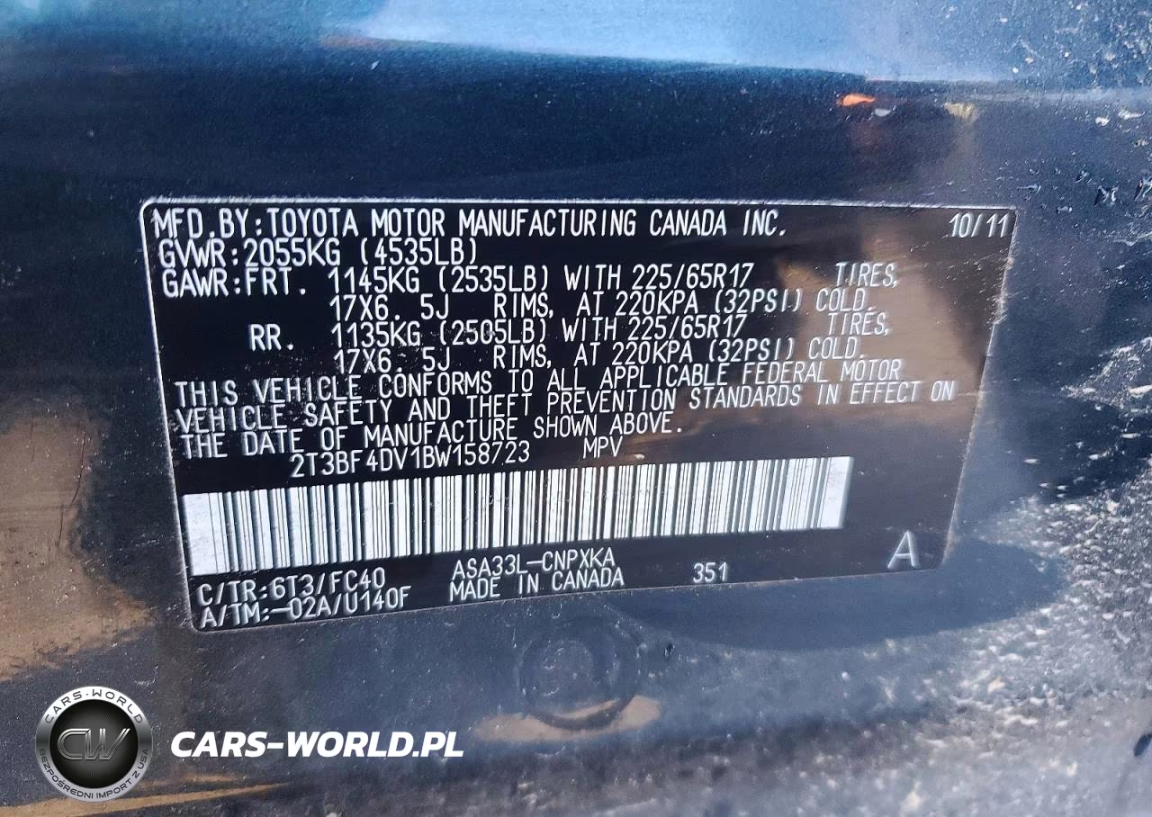 2011 Toyota Rav4 Base VIN:2T3BF4DV1BW158723 - 13