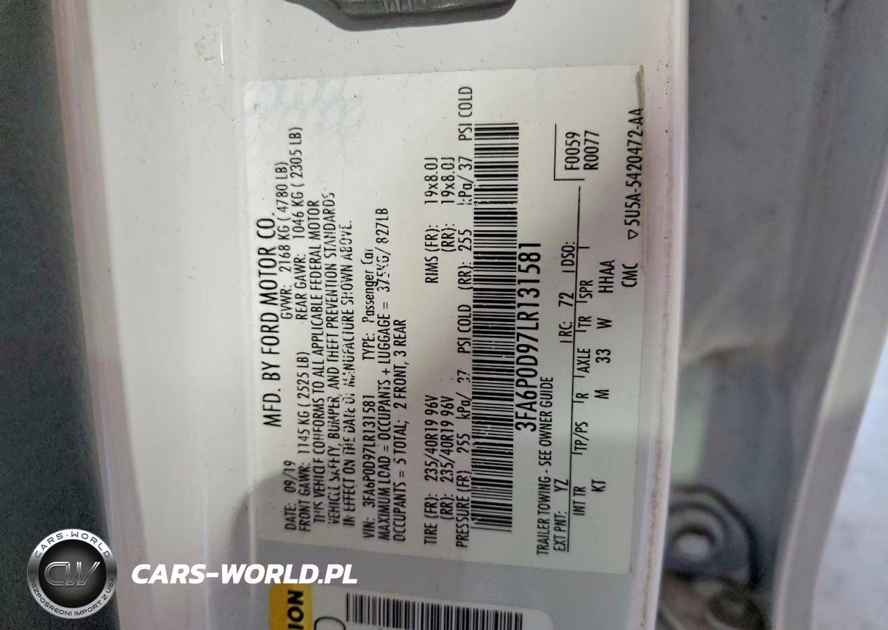 2020 Ford Fusion Titanium VIN:3FA6P0D97LR131581 - 12