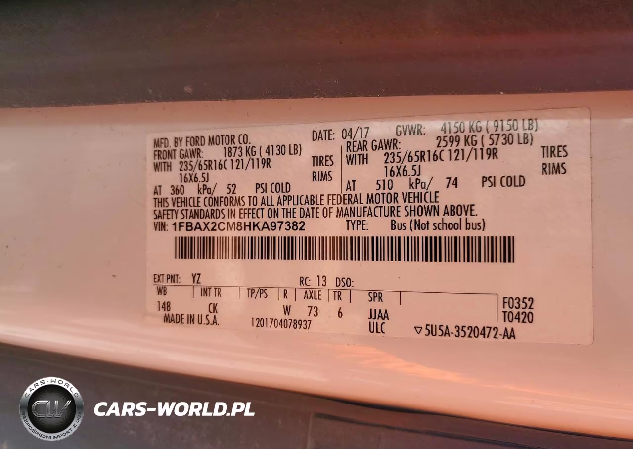 2017 Ford Transit T-350 VIN:1FBAX2CM8HKA97382 - 13