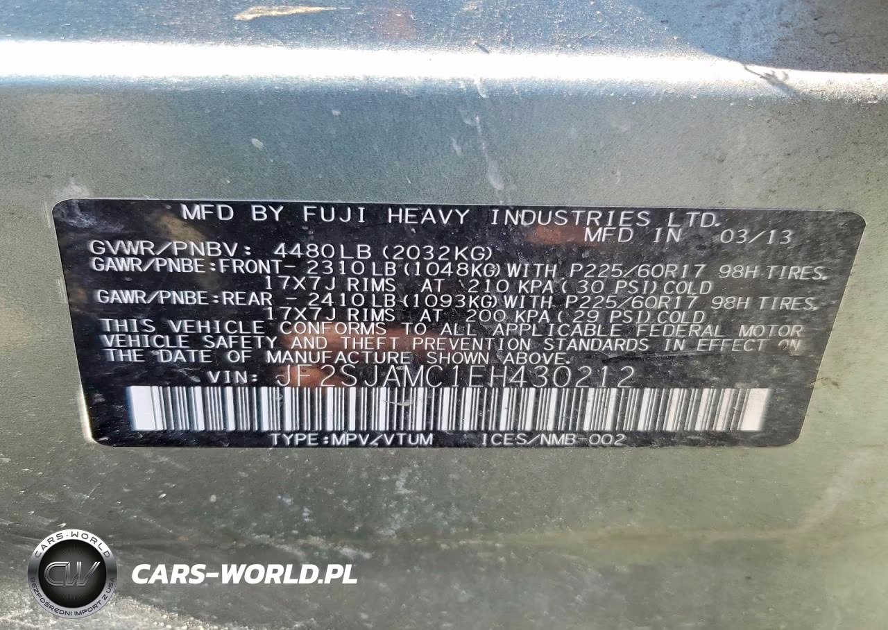 2014 Subaru Forester 2.5I Touring VIN:JF2SJAMC1EH430212 - 12