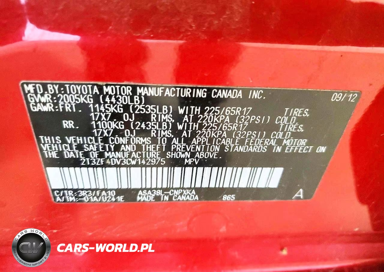 2012 Toyota Rav4 Base VIN:2T3ZF4DV3CW142975 - 13