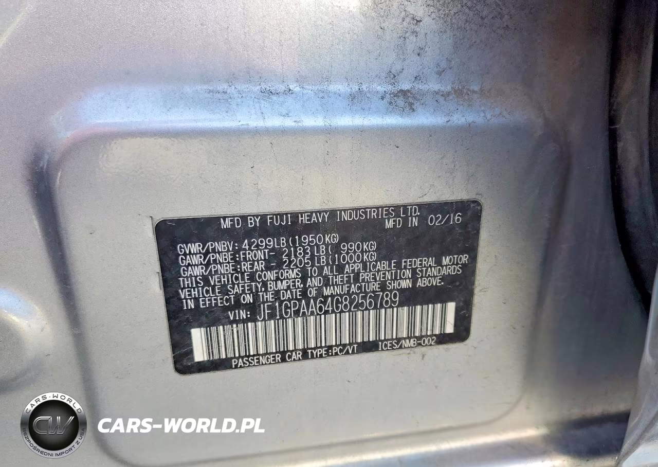 2016 Subaru Impreza VIN:JF1GPAA64G8256789 - 13