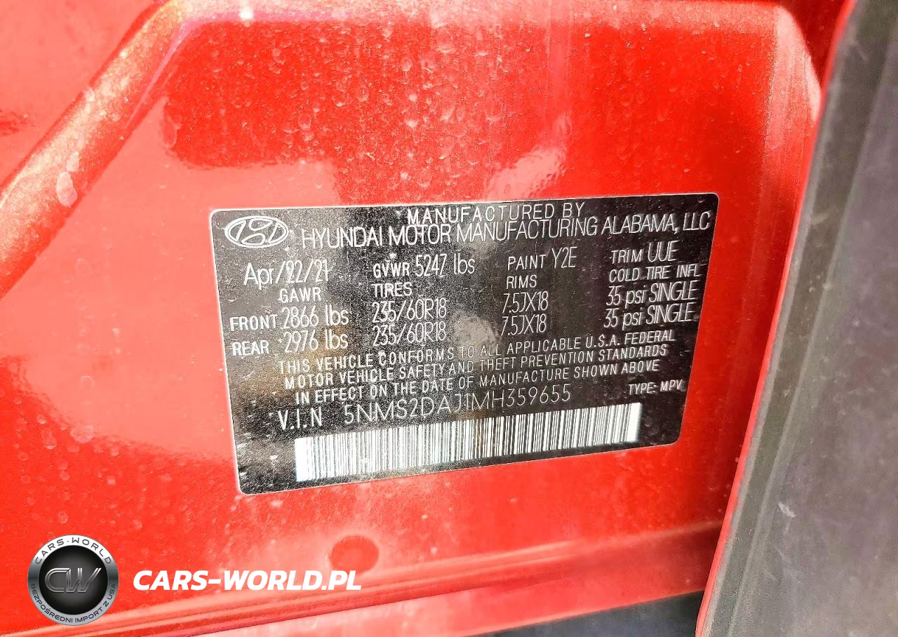 2021 Hyundai Santa Fe Sel VIN:5NMS2DAJ1MH359655 - 12