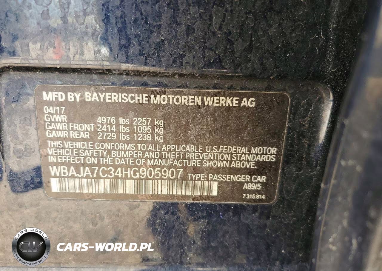 2017 BMW 530 Xi VIN:WBAJA7C34HG905907 - 12