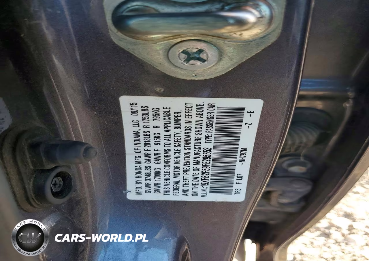 2015 Honda Civic Lx VIN:19XFB2F59FE295652 - 12