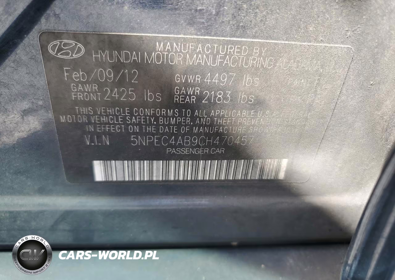 2012 Hyundai Sonata Se 2.0T VIN:5NPEC4AB9CH470457 - 12