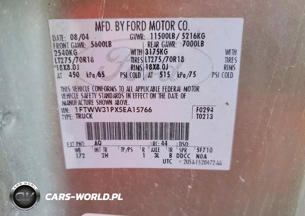 2005 Ford F350 Srw Super Duty VIN:1FTWW31PX5EA15766 - 13