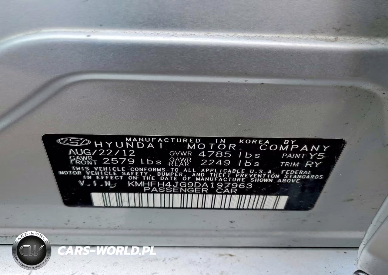 2013 Hyundai Azera Base VIN:KMHFH4JG9DA197963 - 13