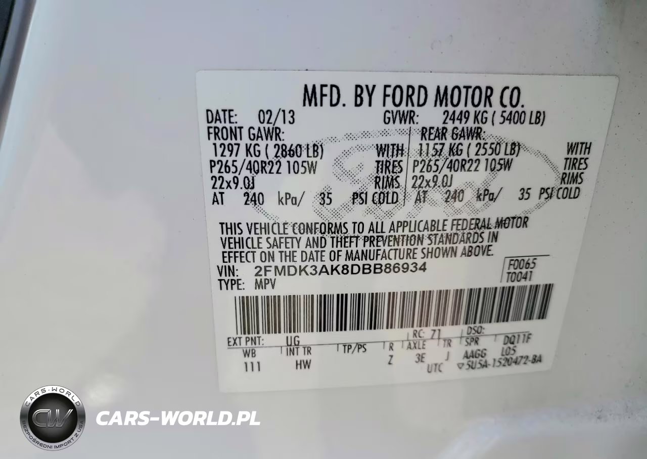 2013 Ford Edge Sport VIN:2FMDK3AK8DBB86934 - 13