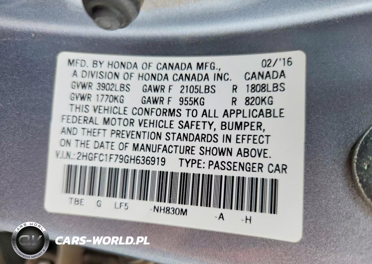 2016 Honda Civic Exl VIN:2HGFC1F79GH636919 - 12