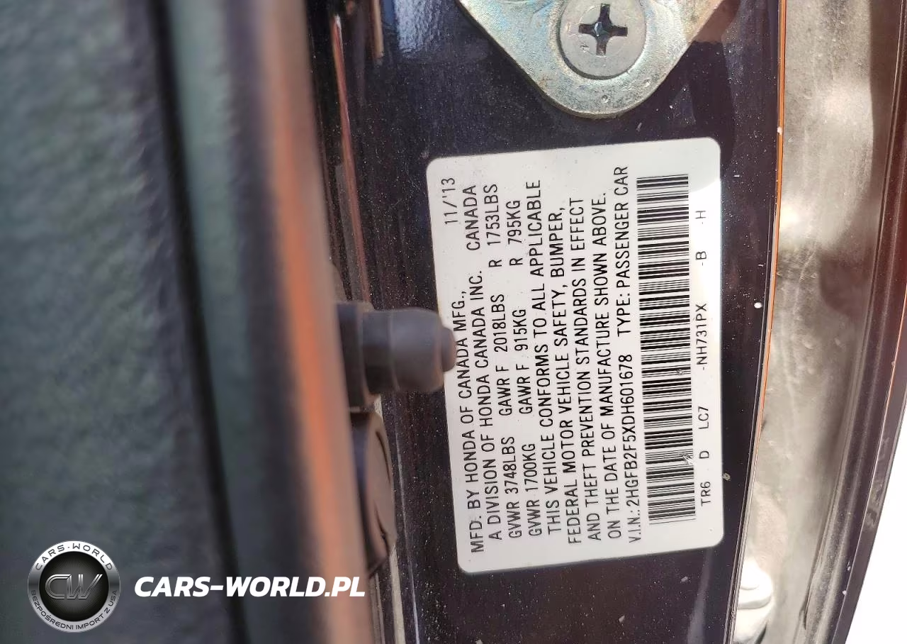 2013 Honda Civic VIN:2HGFB2F5XDH601678 - 12