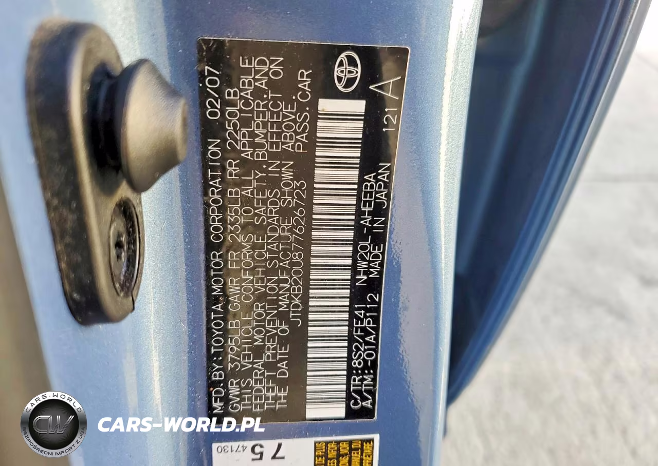 2007 Toyota Prius Base VIN:JTDKB20U877626723 - 12