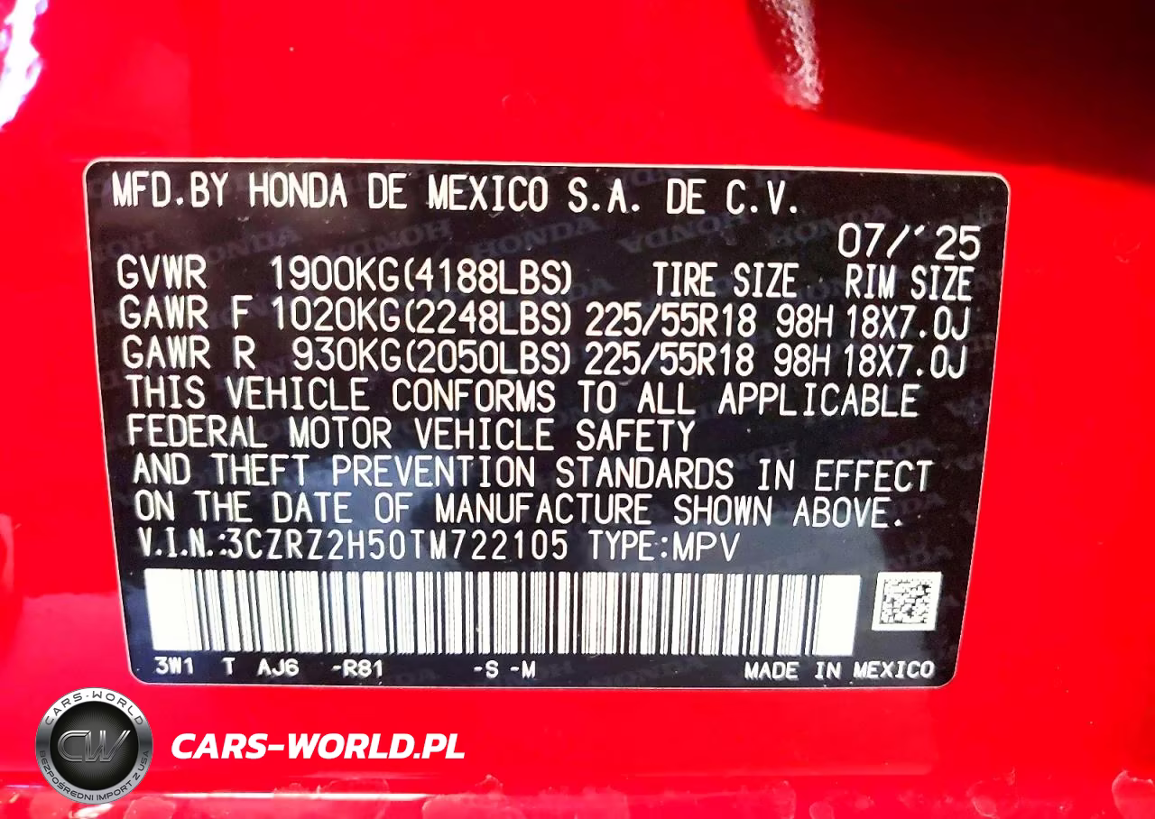 2026 Honda Hr-V Sport VIN:3CZRZ2H50TM722105 - 14