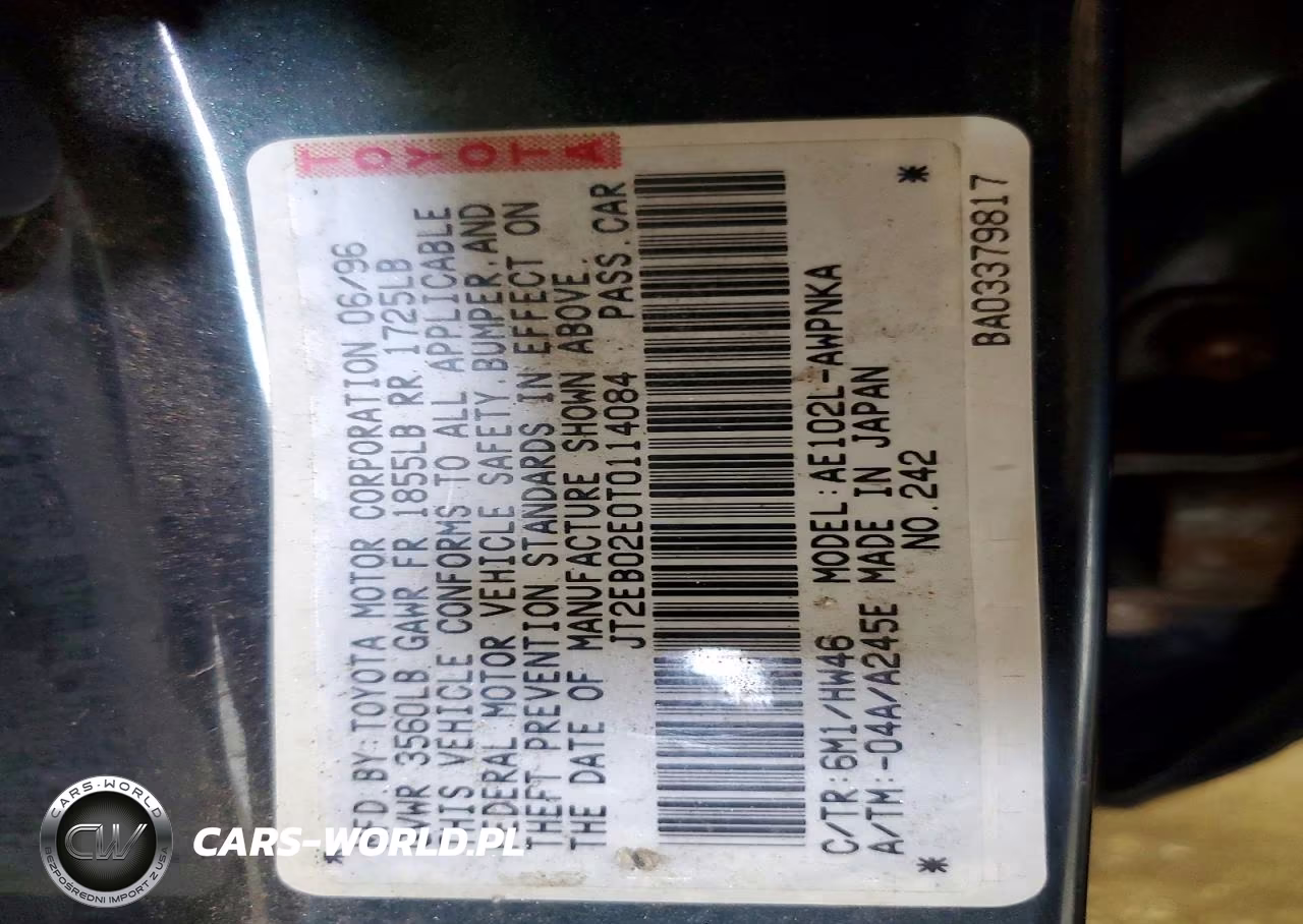 1996 Toyota Corolla Dx VIN:JT2EB02E0T0114084 - 12