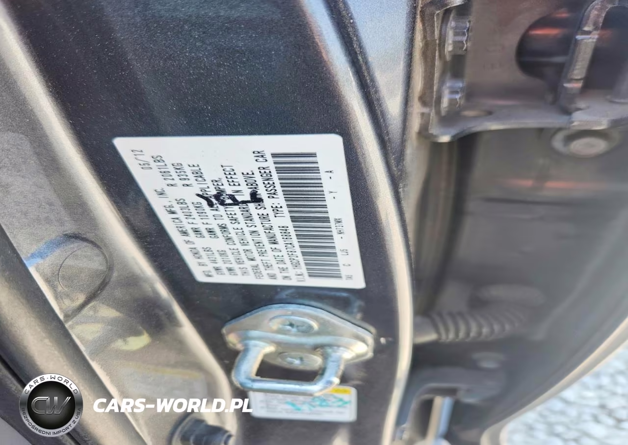 2012 Honda Accord Exl VIN:1HGCP2F87CA168848 - 12