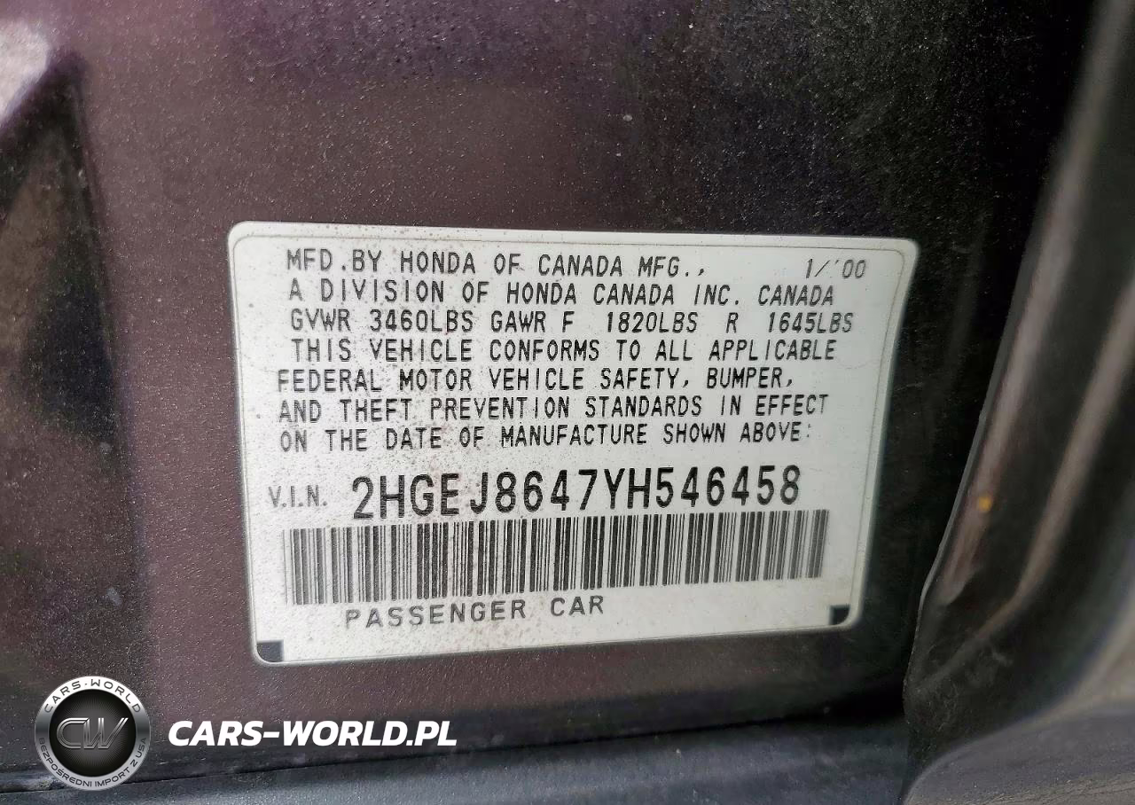 2000 Honda Civic Ex VIN:2HGEJ8647YH546458 - 12