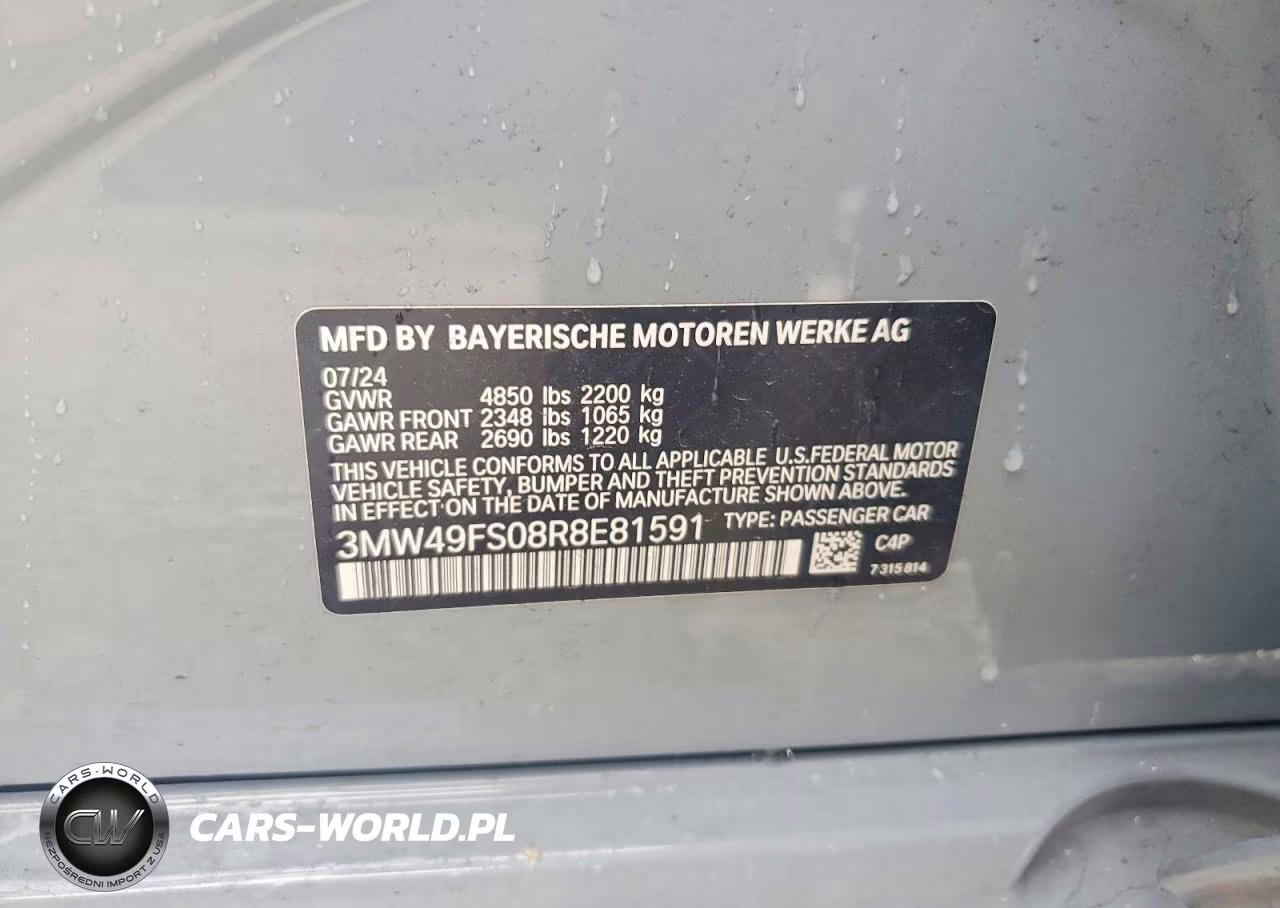 2024 BMW M340I VIN:3MW49FS08R8E81591 - 12