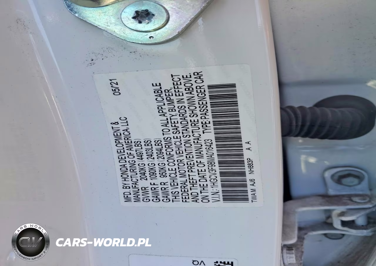 2021 Honda Accord Touring Hybrid VIN:1HGCV3F98MA016423 - 12