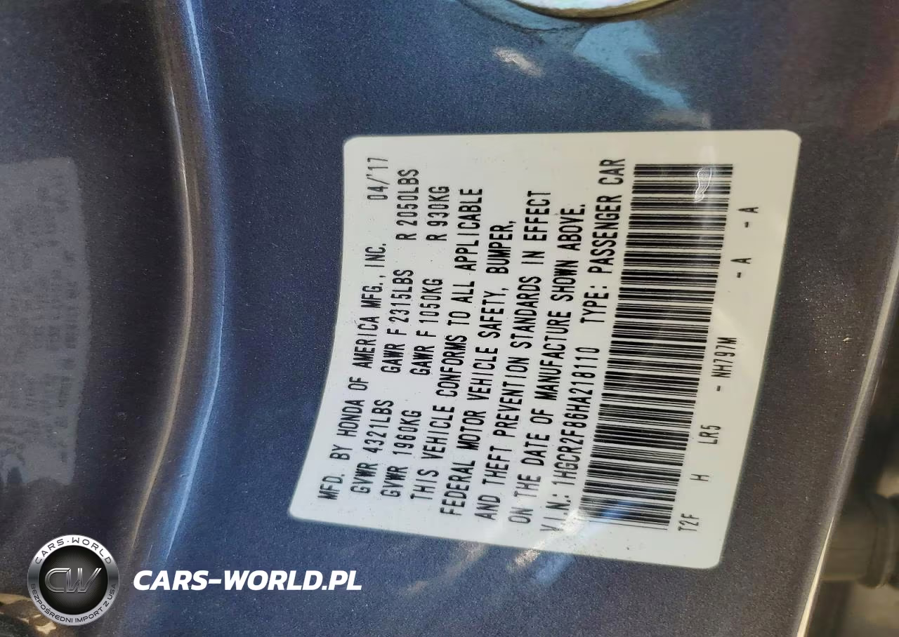 2017 Honda Accord Exl VIN:1HGCR2F86HA218110 - 12