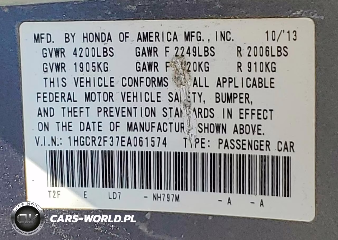 2014 Honda Accord Lx VIN:1HGCR2F37EA061574 - 12