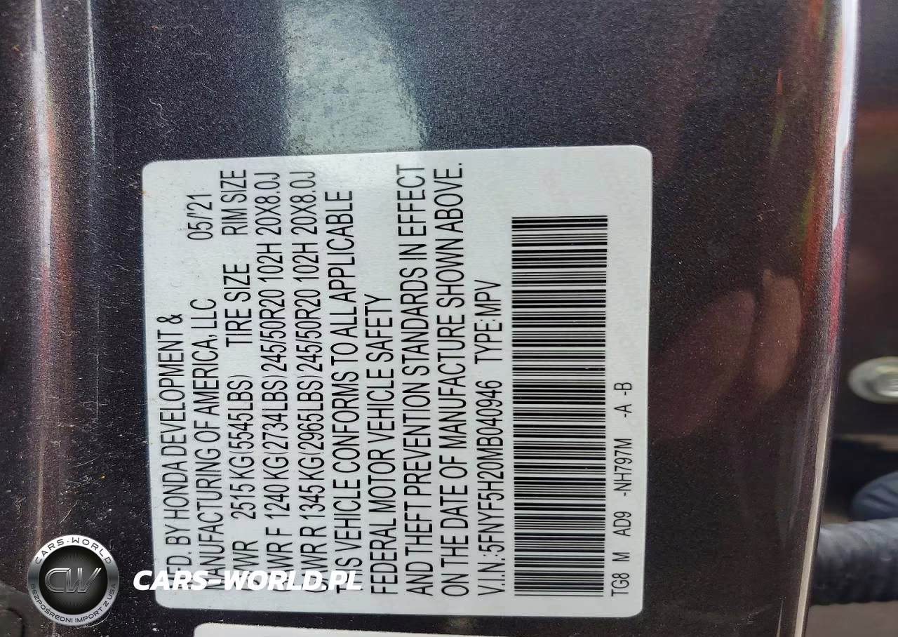 2021 Honda Pilot Se VIN:5FNYF5H20MB040946 - 14