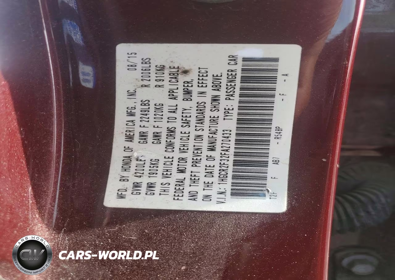2015 Honda Accord Lx VIN:1HGCR2F32FA270433 - 13