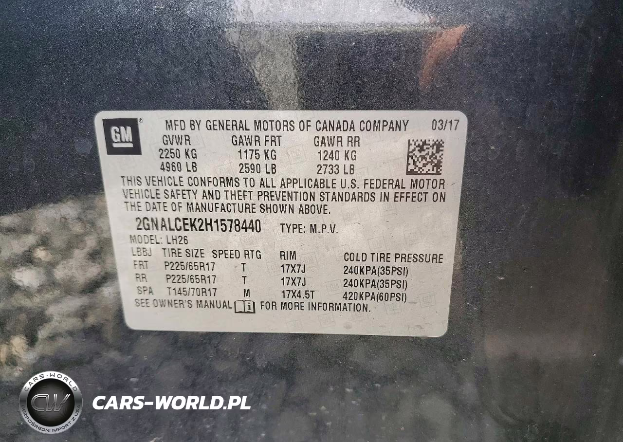 2017 Chevrolet Equinox Lt VIN:2GNALCEK2H1578440 - 13