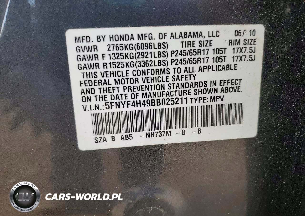 2011 Honda Pilot Ex VIN:5FNYF4H49BB025211 - 13