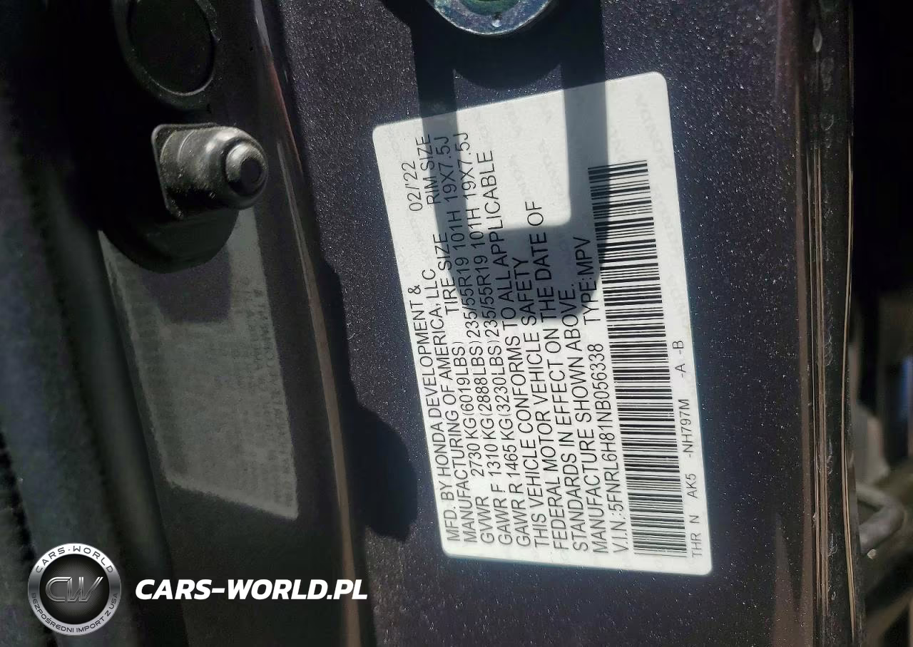 2022 Honda Odyssey Touring VIN:5FNRL6H81NB056338 - 13