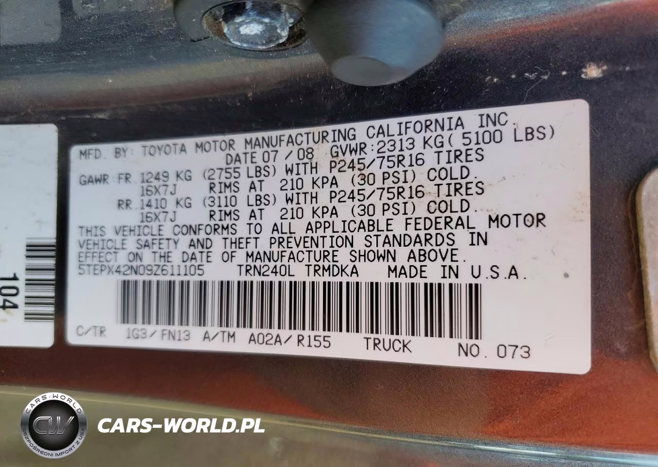 2009 Toyota Tacoma Base VIN:5TEPX42N09Z611105 - 12